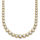 14k 11 carat Lab Grown Diamond VS+ F+ Complete Round 20 inch Graduated Tennis Necklace